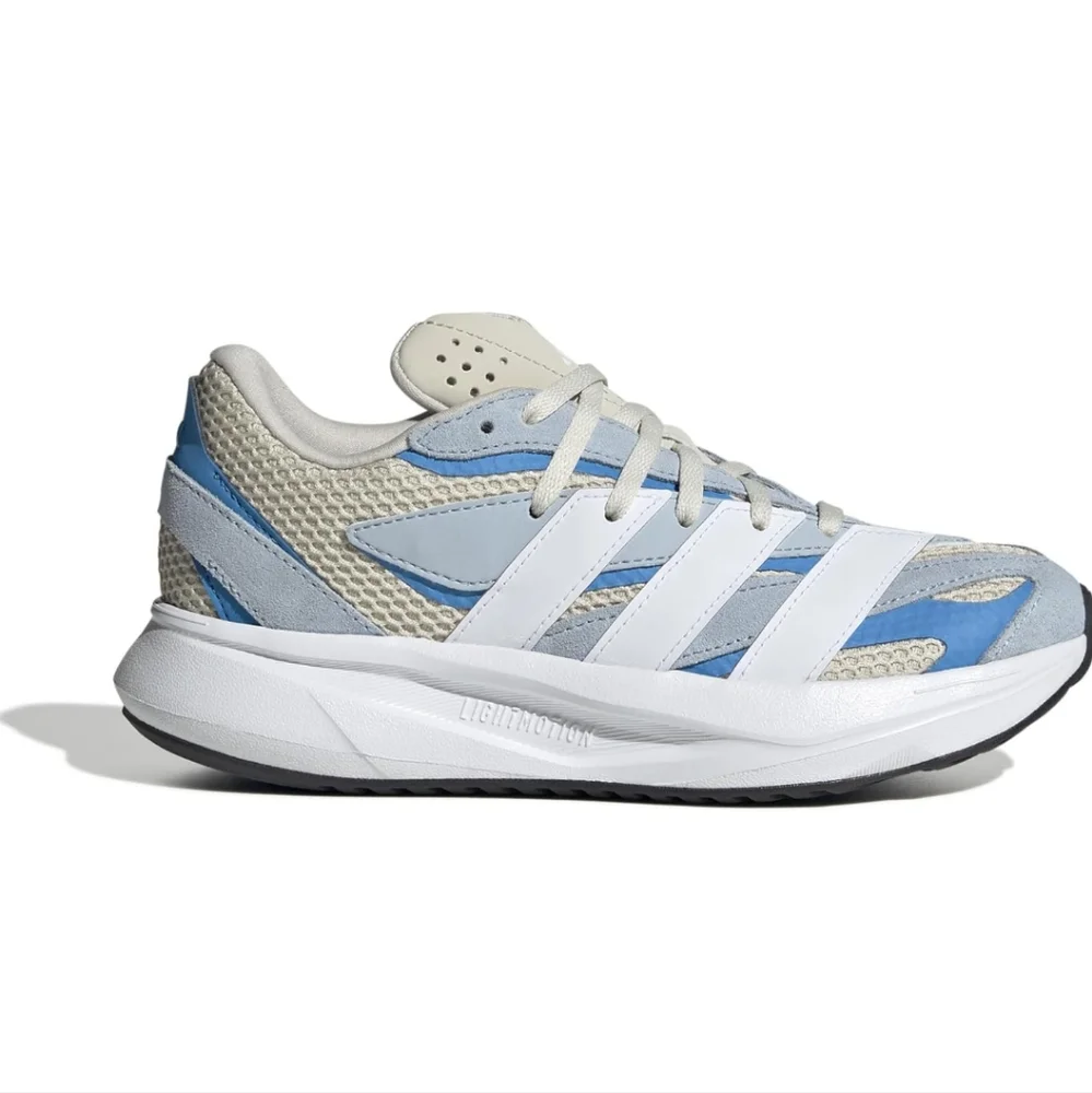 adidas Boys Lightblaze Running Sneakers Shoes - Off White And Blue